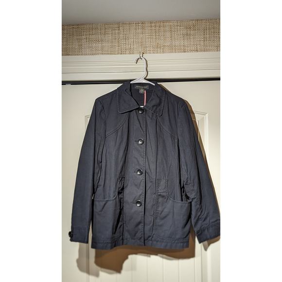 Banana Republic Navy Cotton Button Front Missing Belt Jacket Womens Size XL - Picture 5 of 12